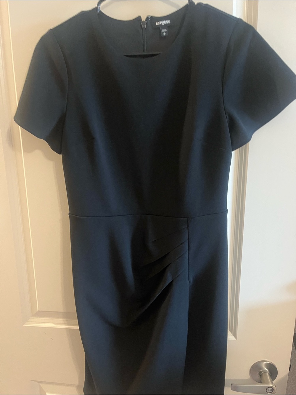Express Black Short-Sleeve Midi Sheath Dress